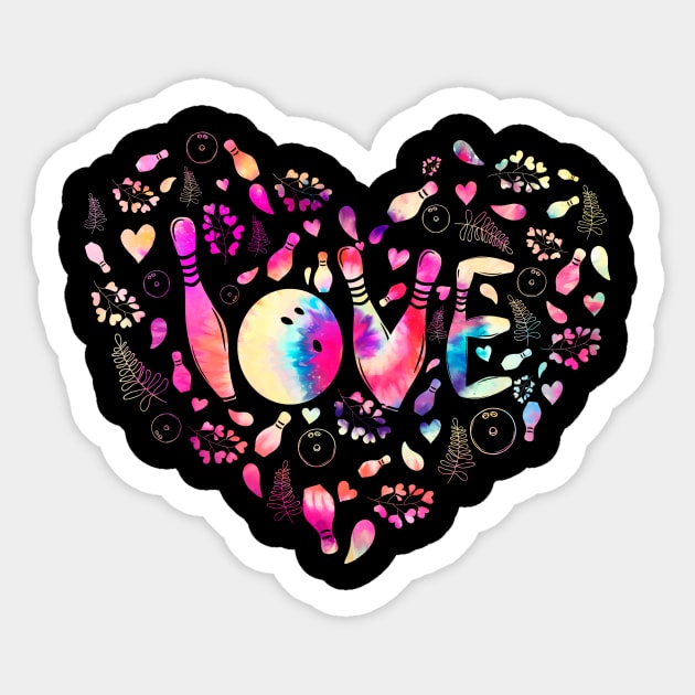 Tie Dye Love Bowling Heart Sticker by NatalitaJK